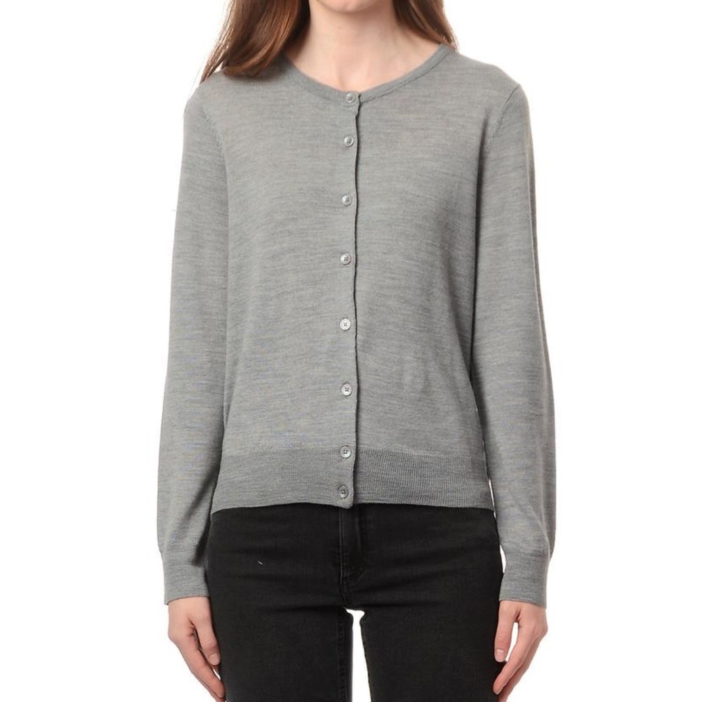 Banana Republic Grey Merino Wool Cardigan S button up long sleeve Crewneck